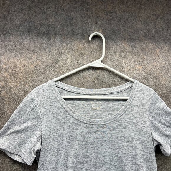 Nike Shirt Women Small Gray Dri-FIT Heather Short Sleeve Athletic Running - Picture 2 of 10